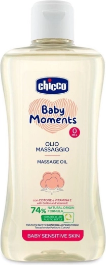 Chicco olejek do masażu na ciemieniuchę z bawełną i witaminą E, Baby Moments Sensitive 200 ml