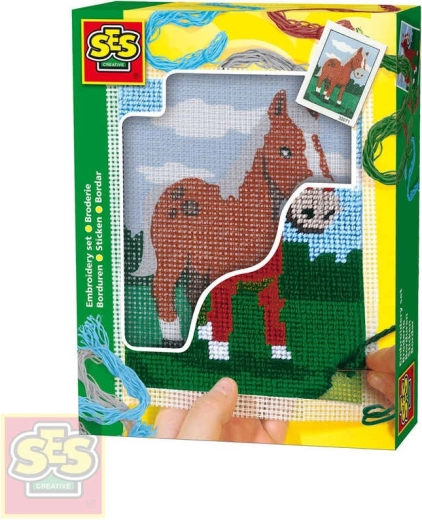 SES Creative zestaw do haftowania z płótnem – koń