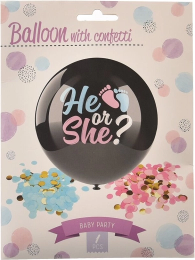 Lateksowy balon BOY/GIRL z konfetti 90 cm