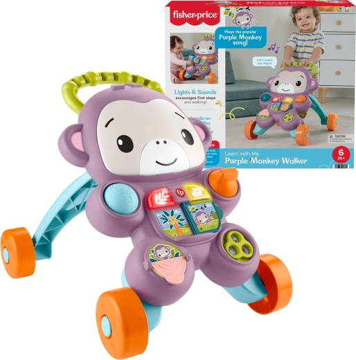 Interaktywne chodzik Fisher-Price z fioletową małpką