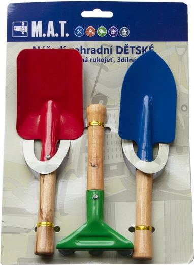 Dziecięcy zestaw narzędzi ogrodowych z drewnianą rączką, 3 części