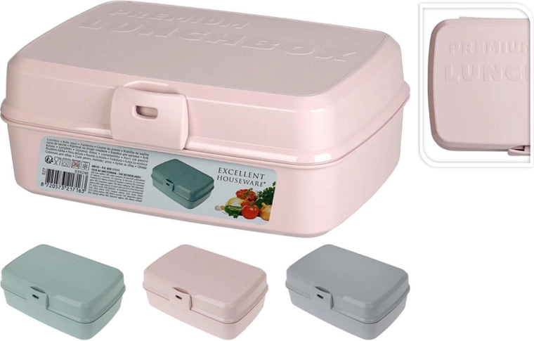 Pudełko śniadaniowe z klipsowym zamknięciem 21 × 15 × 8,5 cm, mix kolorów