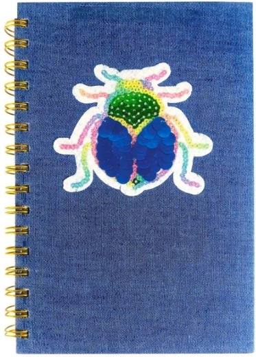 Notes spiralny A5 z cekinową aplikacją żuka - 1 sztuka