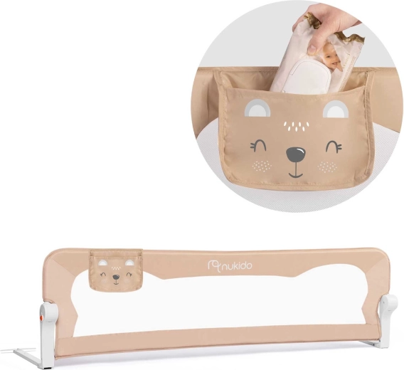 Barierka ochronna na łóżko NUKIDO 150 × 42 × 35 cm beżowa