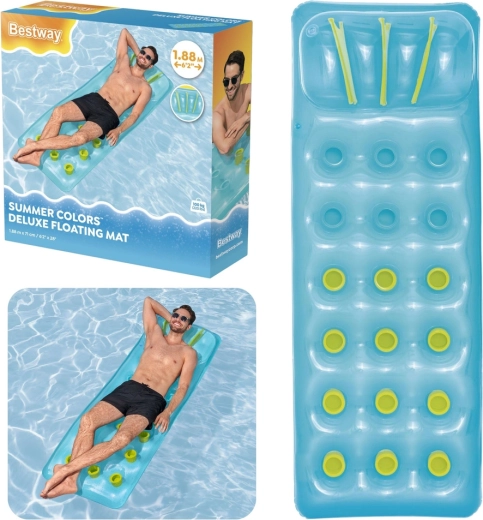 Nadmuchiwana pływająca mata Bestway Summer Colors Deluxe niebieska