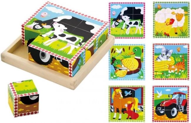 Babu obrazkowe klocki ze zwierzątkami na farmie – 9 klocków