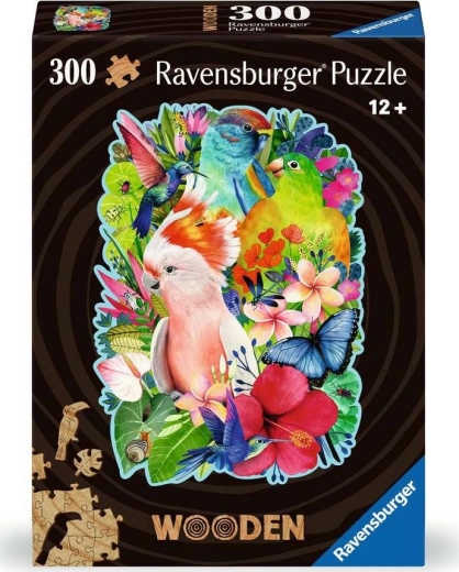 RAVENSBURGER Drewniane puzzle konturowe Przepiękne ptaki 300 elementów