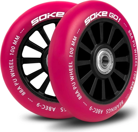 SOKE kółka do hulajnogi 100 mm rubinowe – zestaw 2 szt.
