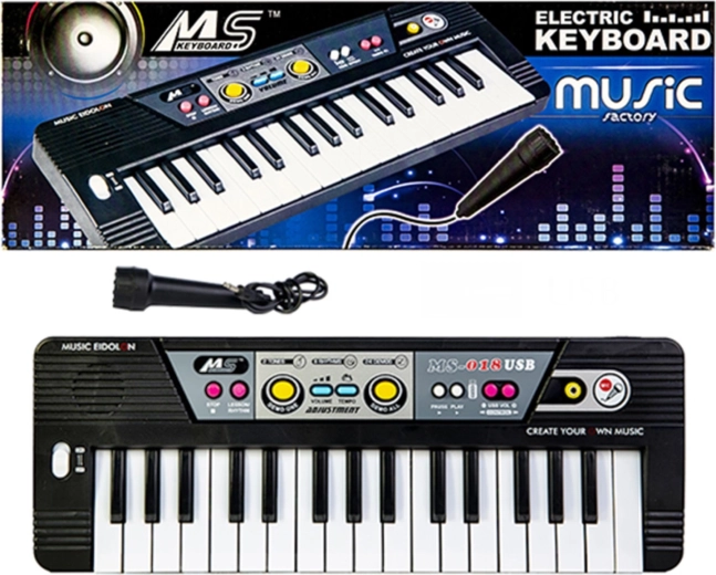 Dziecięcy keyboard z mikrofonem, 37 klawiszy, czarny - 1 szt.