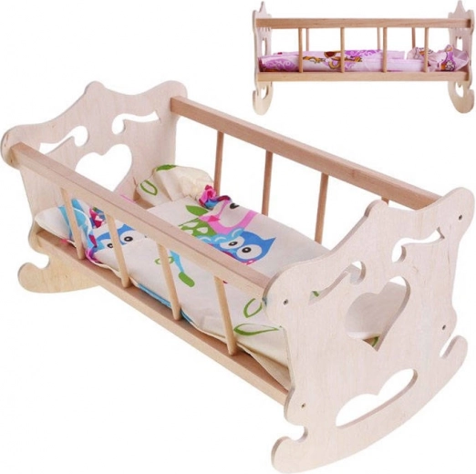 Drewniana kołyska dla lalek 50 cm + pościel ZA2021
