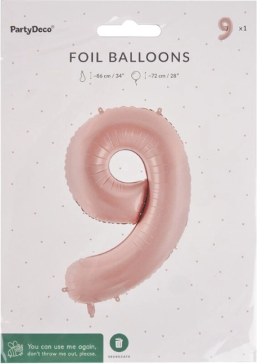 Foliowy balon cyfra 9 beżowy 72 cm