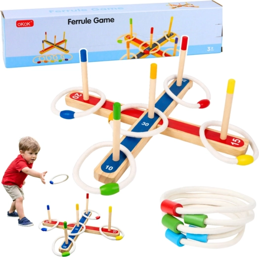 Drewniana gra rzutowa z obręczami dla całej rodziny ze zdobywaniem punktów