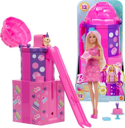 Barbie urodzinowa niespodzianka ze zjeżdżalnią – Party Unboxed set
