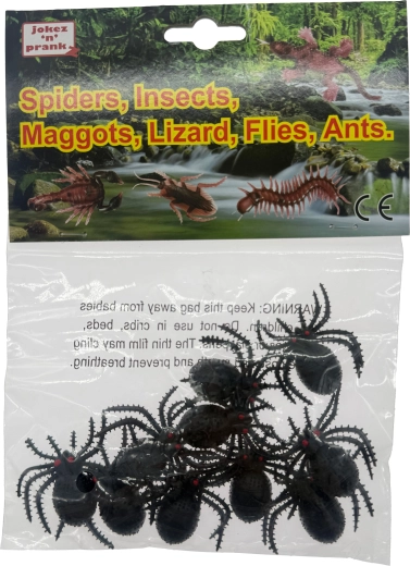Plastowe pająki w siatce, 10 szt.