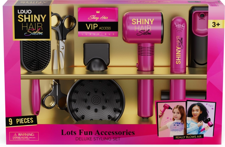 Duży zestaw fryzjerski dla dzieci, 9 elementów