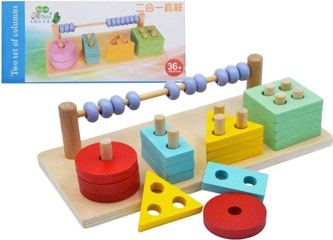 Drewniana gra motoryczna z kształtami i liczydłem