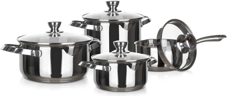 Zestaw naczyń ze stali nierdzewnej 8 szt. EMBASSY