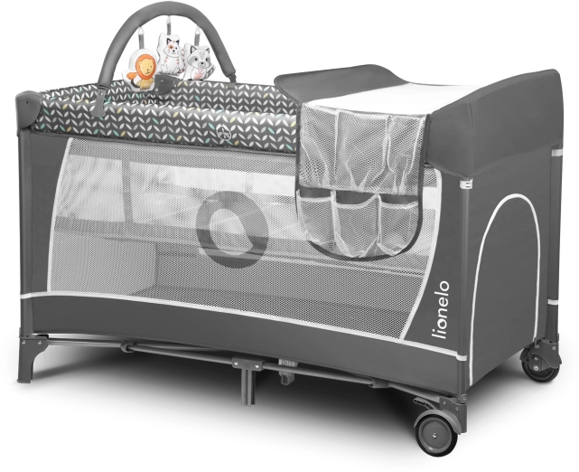 Łóżeczko turystyczne i kojec 2w1 LIONELO Flower – Szary