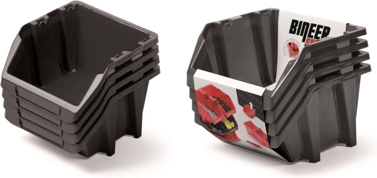 Zestaw pudełek do przechowywania Bineer Short, 4 szt., 272 × 238 × 236 mm, czarne