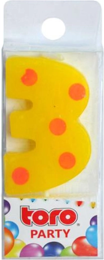 Tortowa świeczka cyfra 3 TORO, wtykana, 4,5 cm
