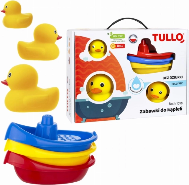 Zestaw kąpielowych kaczuszek i łódeczek