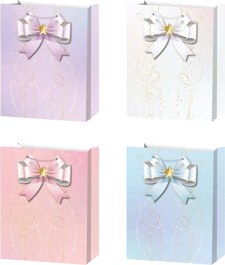 Torebka prezentowa M pastelowa z kokardą