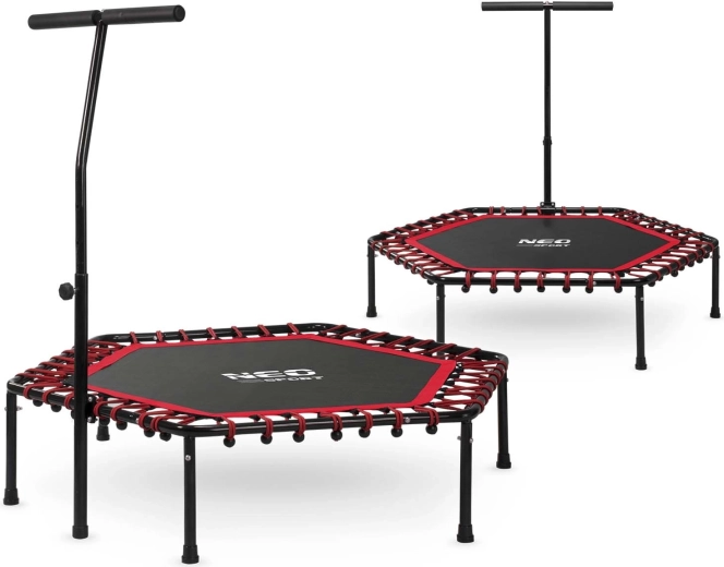Trampolina fitness Neo-Sport z uchwytem 127 cm sześciokątna czerwona