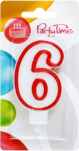 Świeczka urodzinowa cyfra 6 czerwona