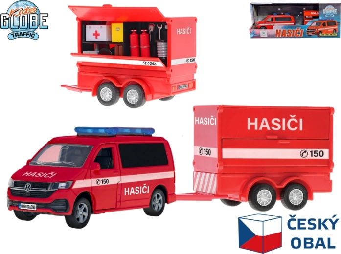 Kids Globe Traffic wóz strażacki Volkswagen z przyczepą, czeski design