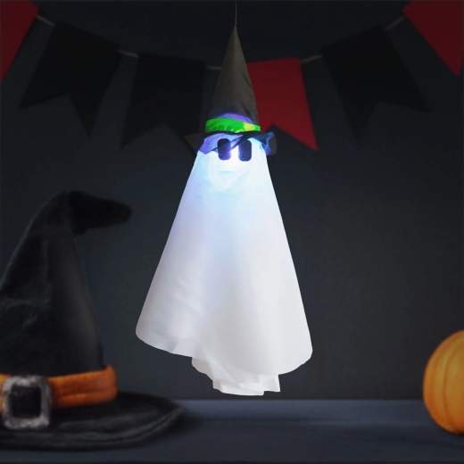 Wisząca halloweenowa dekoracja duch z oświetleniem RGB LED 70 × 50 cm