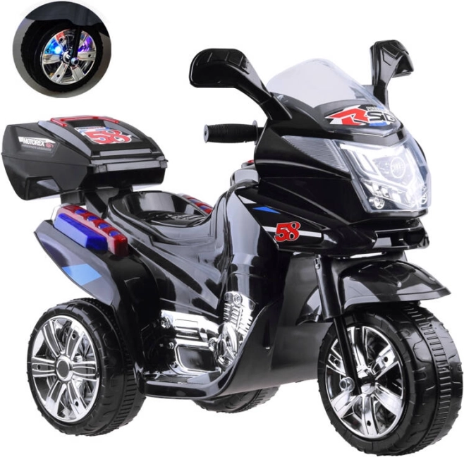 Dziecięcy elektryczny motocykl z oświetleniem LED – czarny