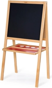 Drewniana dwustronna tablica na kredę i mazaki z powierzchnią magnetyczną