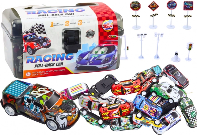 Zestaw samochodzików z znakami drogowymi 25 szt.