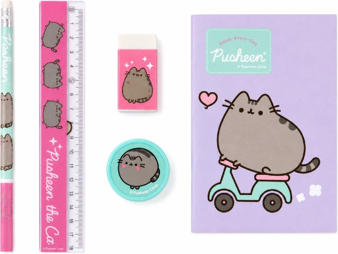 Pięcioelementowy zestaw szkolny Pusheen fioletowy