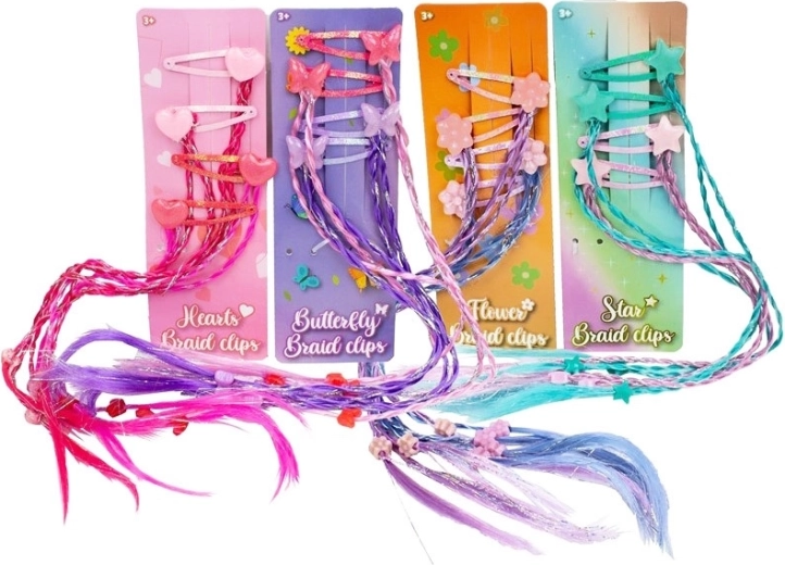 Dziecięce spinki do włosów z kolorowymi warkoczykami – zestaw 4 szt.