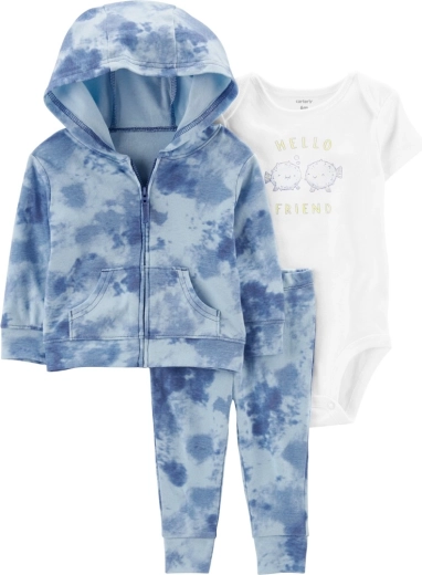 Trzyczęściowy zestaw dla dziewczynki Carter’s Pink ocean – bluza, legginsy i body z krótkim rękawem