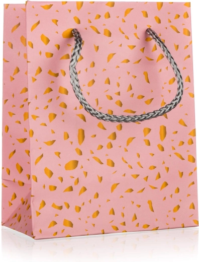 Torebka prezentowa S różowa ze złotymi elementami 11 × 14 × 6 cm