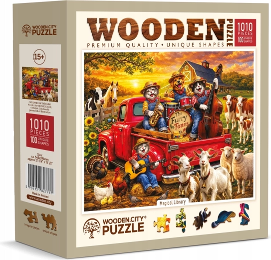Drewniane puzzle WOODEN CITY Kocia orkiestra na farmie, 1010 elementów