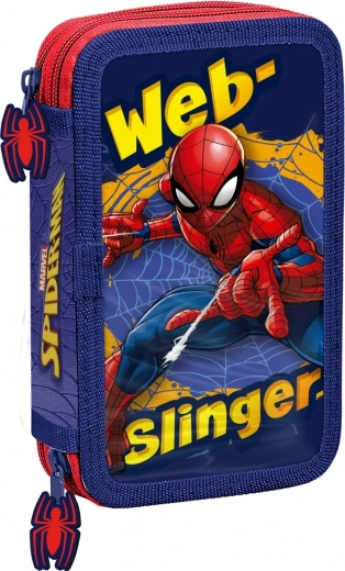 Dwukomorowy piórnik z wyposażeniem SPIDERMAN czerwono-niebieski