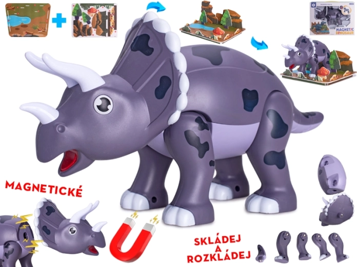 Magnetyczny dinozaur Triceratops 28 cm – zestaw konstrukcyjny dla dzieci