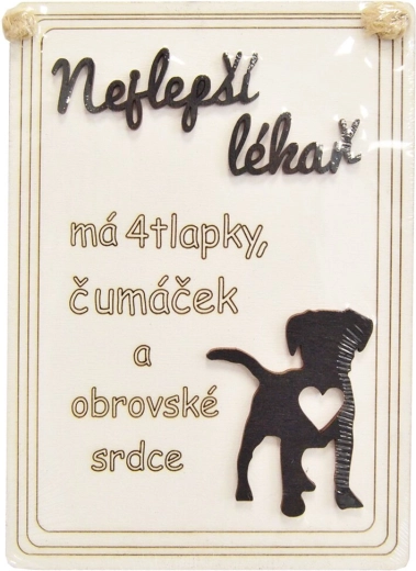 Drewniana tabliczka dekoracyjna „Najlepszy lekarz to pies…”