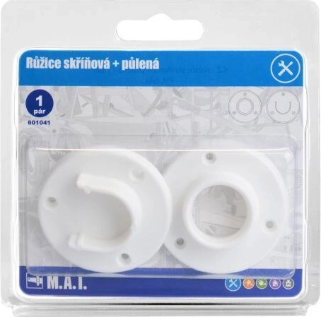 Rozeta szafkowa pełna i dzielona, biała (1 para)