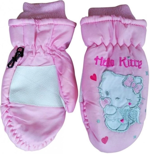 Rękawice narciarskie Hello Kitty dla dzieci, różowe, nieprzemakalne, ocieplane - 1 sztuka