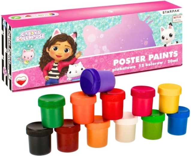 Farby plakatowe Gabby’s Dollhouse – zestaw 12 kolorów 20 ml