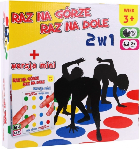 Gra ruchowa 2w1 dla dzieci – duża mata z kolorowymi polami + koło ruletki + mini wersja na palce