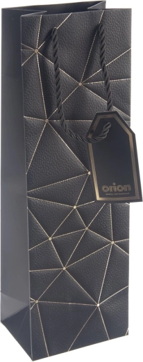 Papierowa torba prezentowa na wino z motywem kratki, czarna 12 × 9 × 36 cm