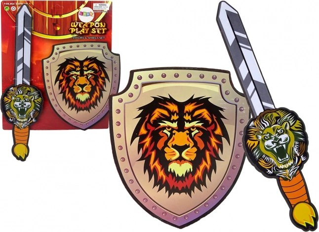 Rycerski zestaw z pianki EVA – miecz i tarcza z motywem lwa
