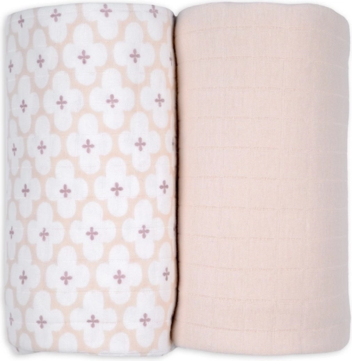 Lodger swaddler z bawełny organicznej 110 × 110 cm (2 szt.) – matcha/powder