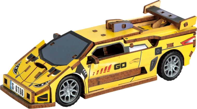 2Kids Toys 3D drewniana układanka sportowe auto żółte