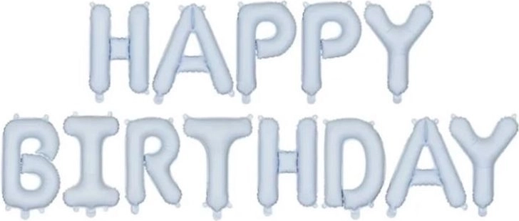 Foliowy balon Happy Birthday matowy niebieski 340 × 35 cm